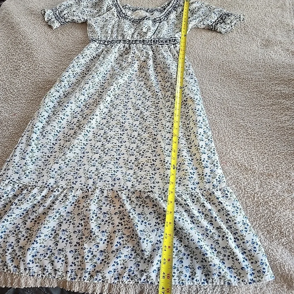 Roolee Women's Long Floral Dress Blue/white Cottagecore Peasant Fairy Sz M‎ - Picture 14 of 16